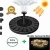 Solar Fontein Op Zonne Energie + Gratis Tuinverlichting - Fontein Pomp Voor Tuin / Vogelbad / Vijver / Zwembad – Energiezuinige Fontein – Milieuvriendelijke Fontein – 5 Opzetstukken – Water Fontein – Waterfontein – Vijver Tuindecoratie – Drijvende Fo