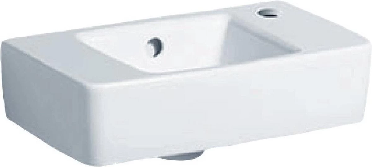 Geberit Renova Plan Fontein 40 Cm Kraangat Rechts Met Overloop, Wit