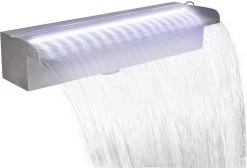 Vierkant Watervalornament Met LEDs Voor De Vijver RVS 45 Cm