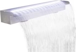 Vierkant Watervalornament Met LEDs Voor De Vijver RVS 90 Cm